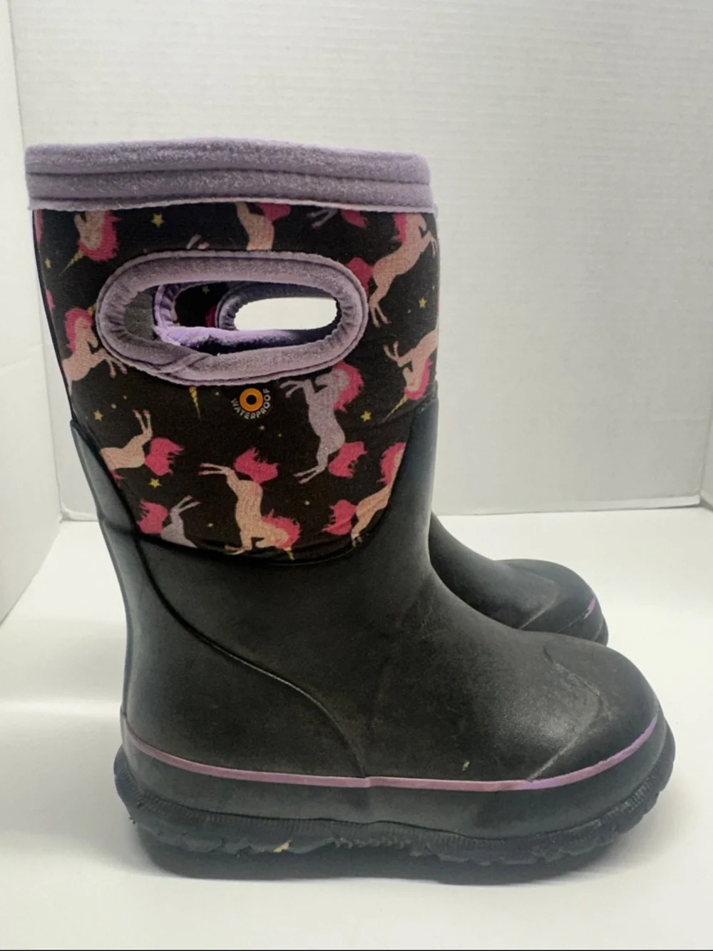 Bogs Boots Snow Rain Waterproof Insulated Pull On Unicorn Black Little Kids 10